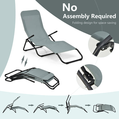 Folding Patio Chaise Lounge Set with Rocking Design - 2 Pieces