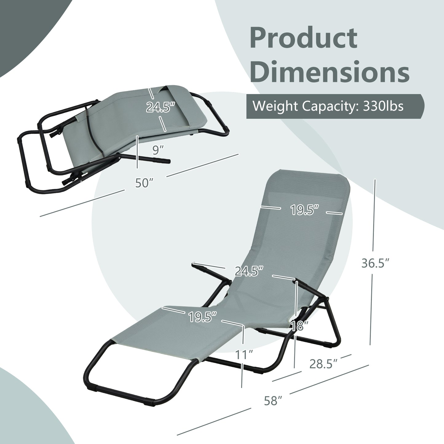 Folding Patio Chaise Lounge Set with Rocking Design - 2 Pieces