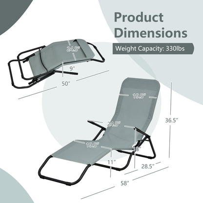 Folding Patio Chaise Lounge Set with Rocking Design - 2 Pieces