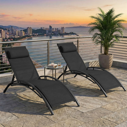 Outdoor Chaise Lounge Set of 2 with 5-Position Backrest