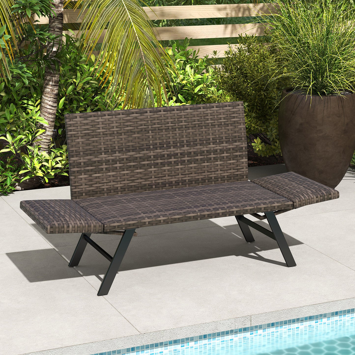 Convertible Patio Loveseat with Quick Dry Foam Cushions