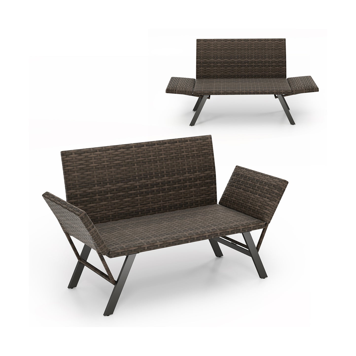 Convertible Patio Loveseat with Quick Dry Foam Cushions