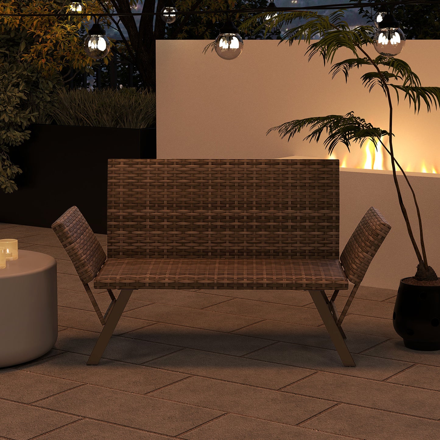 Convertible Patio Loveseat with Quick Dry Foam Cushions