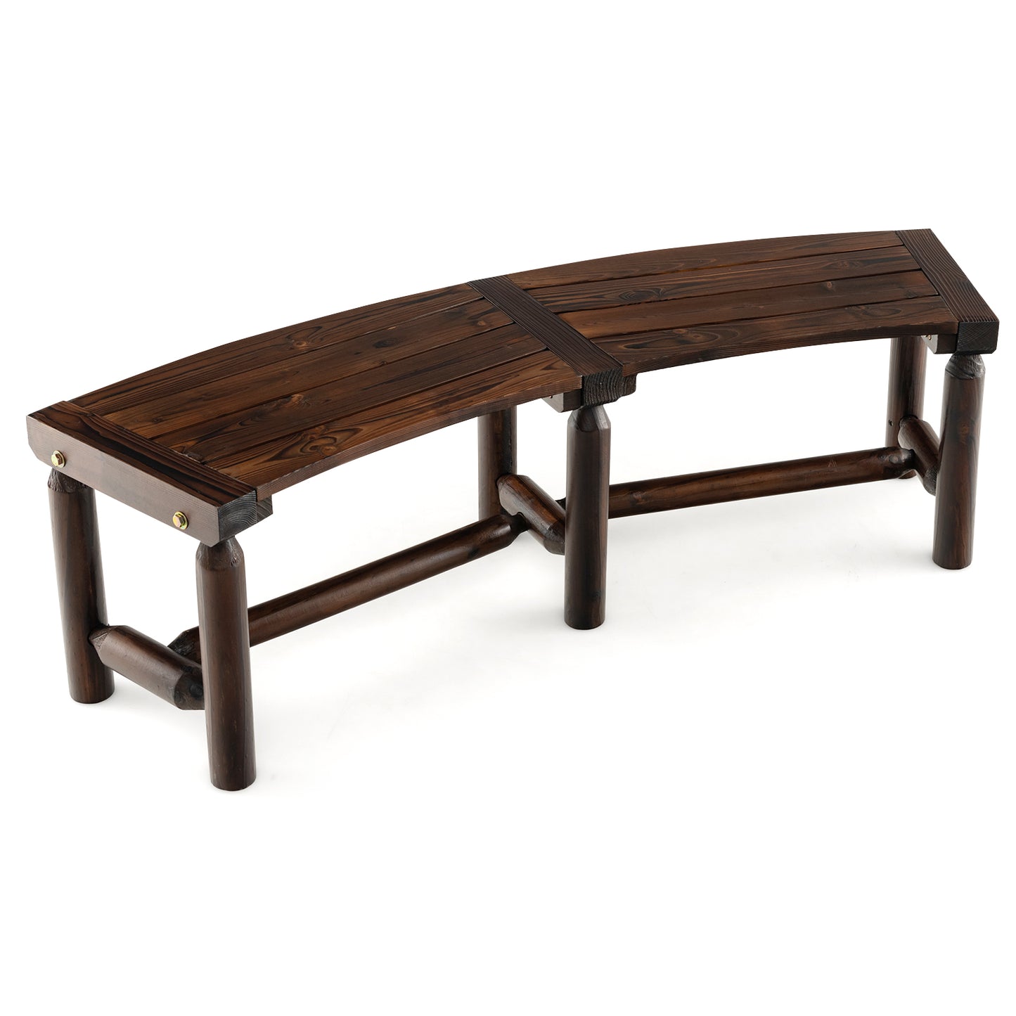 Curved Outdoor Bench for Round Tables - Rustic Brown