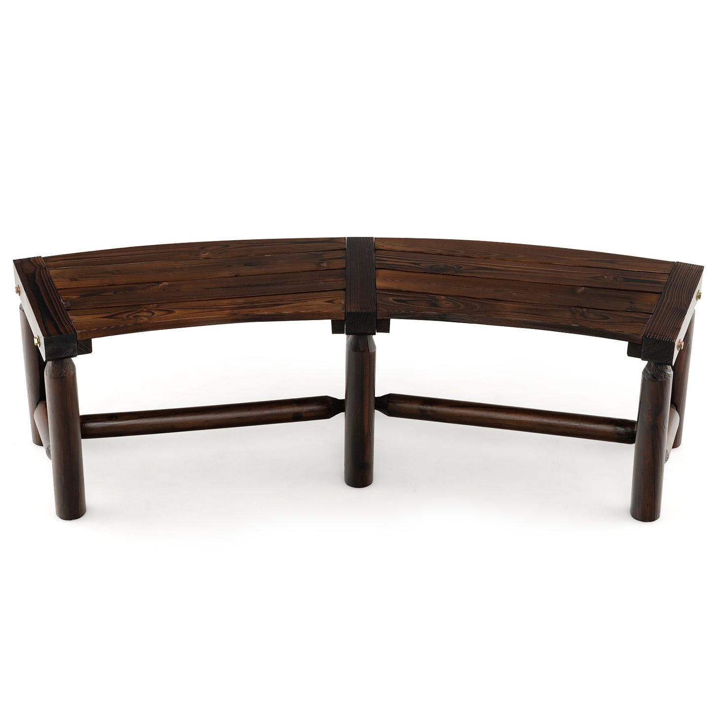 Curved Outdoor Bench for Round Tables - Rustic Brown