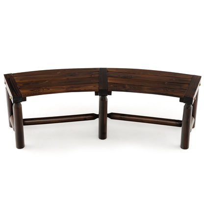 Curved Outdoor Bench for Round Tables - Rustic Brown