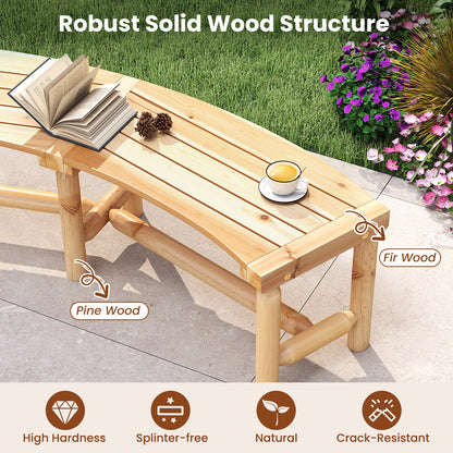 Curved Fire Pit Bench Solid Wood Outdoor Backless Loveseat