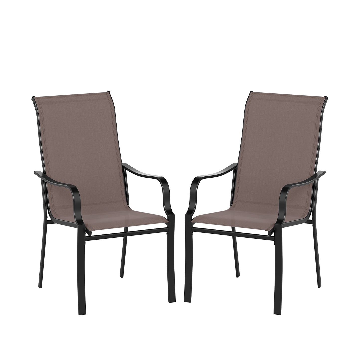 Patio Dining Chairs Set of 2 with Wide Seat and Metal Frame