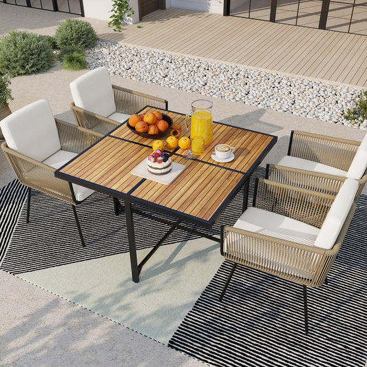 Patio Dining Chairs Set of 4 with Cushions - Woven Rattan