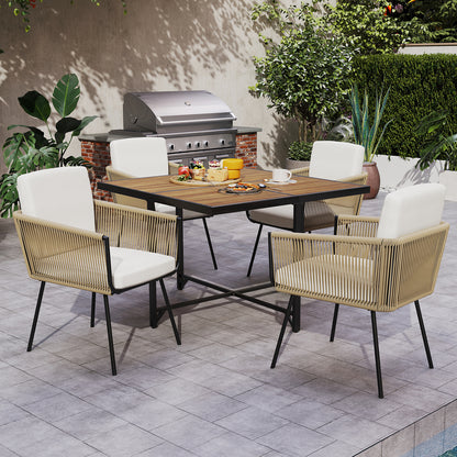 Patio Dining Chairs Set of 4 with Cushions - Woven Rattan