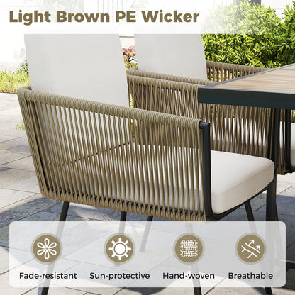 Patio Dining Chairs Set of 4 with Cushions - Woven Rattan