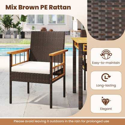 Patio Dining Chairs Set of 2 with Cushions and Acacia Frame