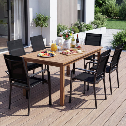 Stackable Patio Dining Chairs with Armrests - Metal Frame