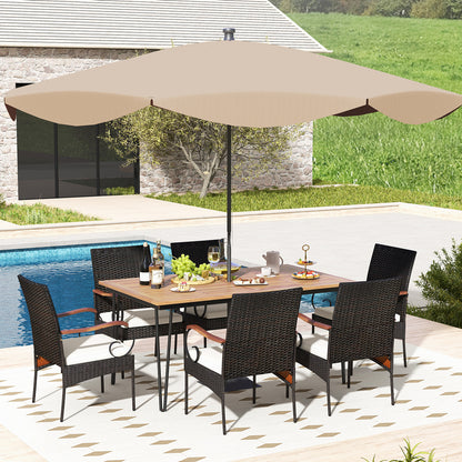 7-Piece Patio Dining Set with Rattan Chairs & Cushions