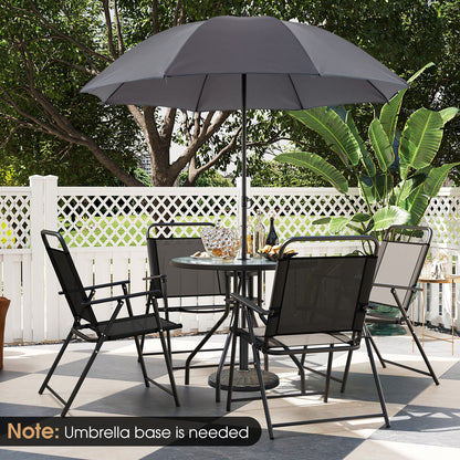6-Piece Patio Dining Set with Umbrella and Folding Chairs