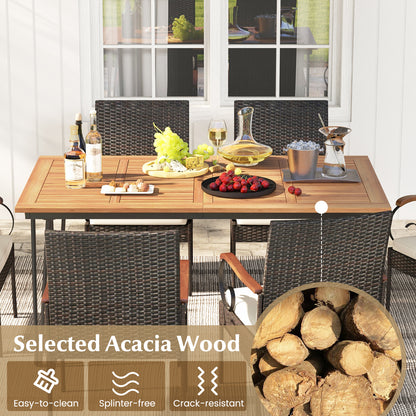 7-Piece Patio Dining Set with Rattan Chairs & Cushions