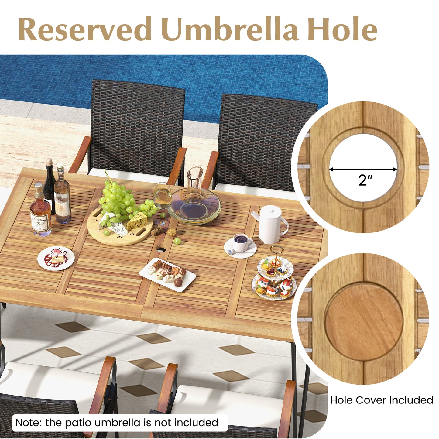 7-Piece Patio Dining Set with Rattan Chairs & Cushions