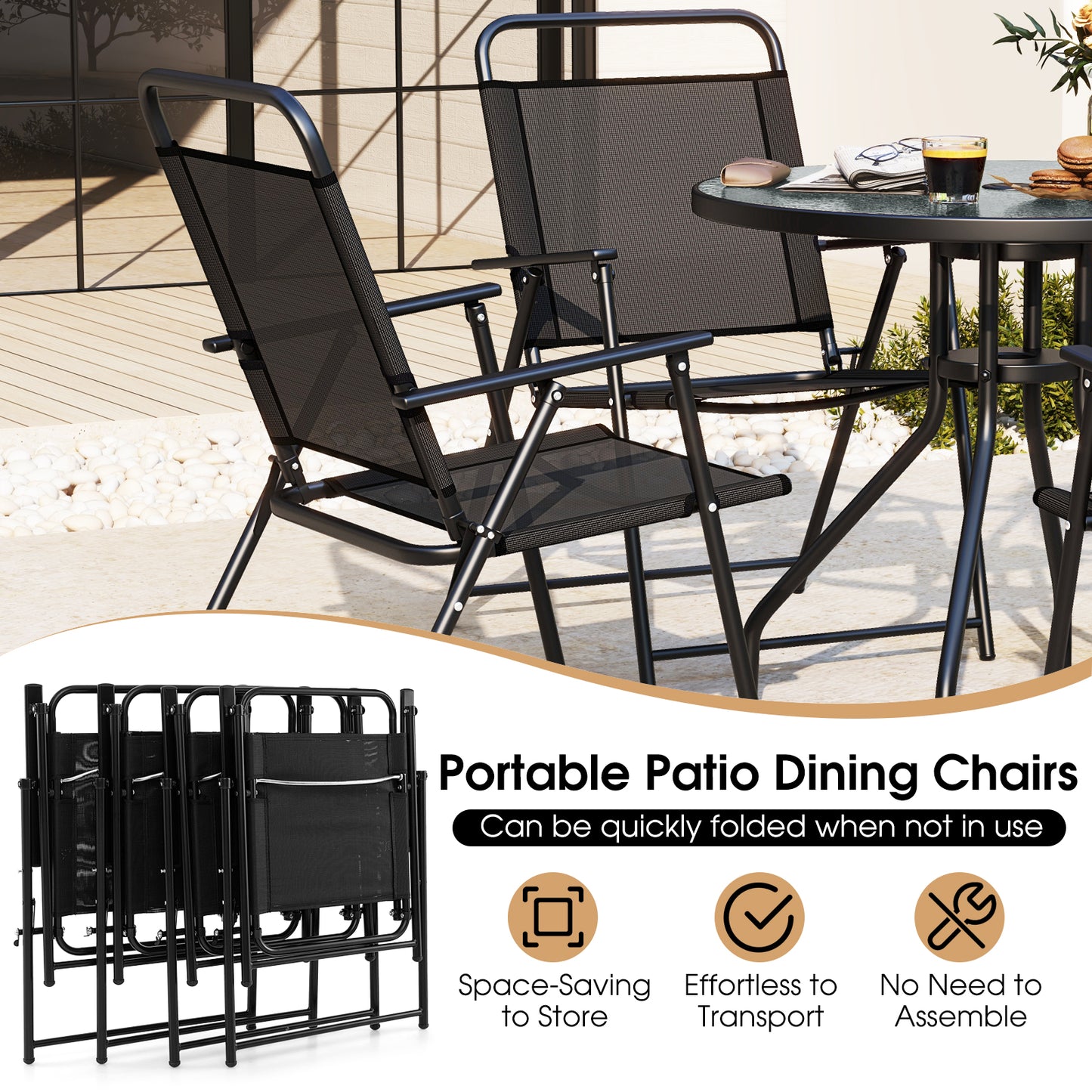 6-Piece Patio Dining Set with Umbrella and Folding Chairs