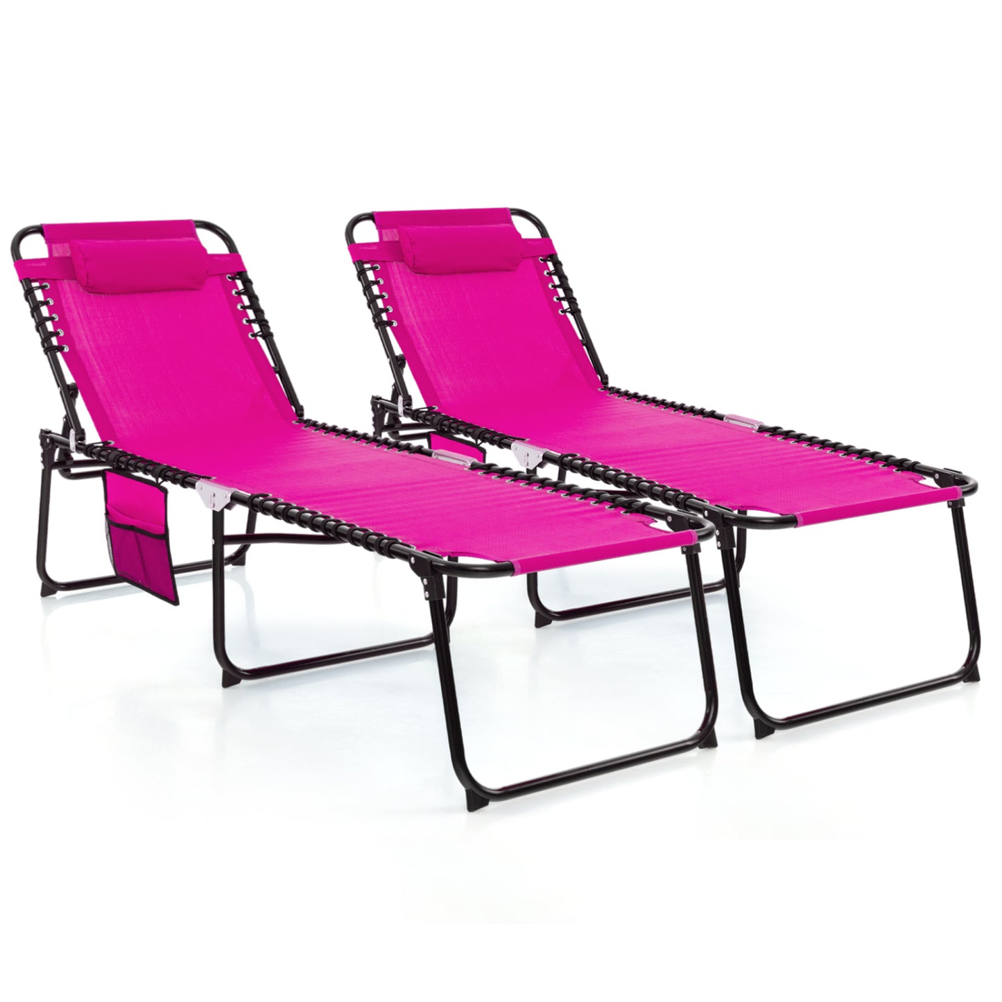 Adjustable Folding Lounge Chair with Footrest - 265 lb Capacity