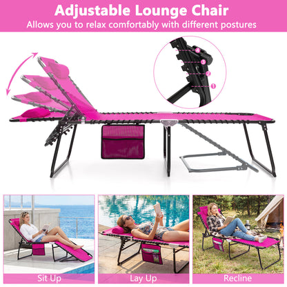 Adjustable Folding Lounge Chair with Footrest - 265 lb Capacity