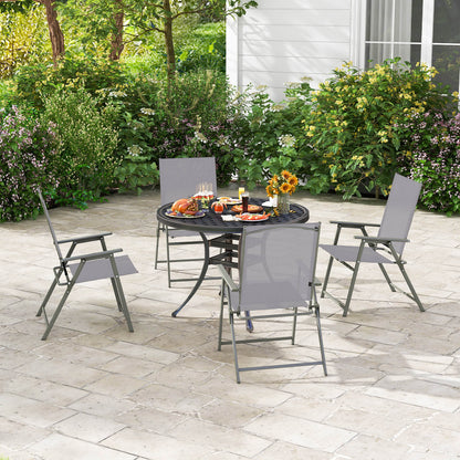 Folding Patio Chairs Set of 4 with Metal Frame