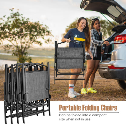 Folding Patio Dining Chairs Set of 4 - Gray Metal Frame