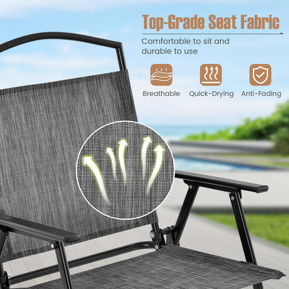 Folding Patio Dining Chairs Set of 4 - Gray Metal Frame