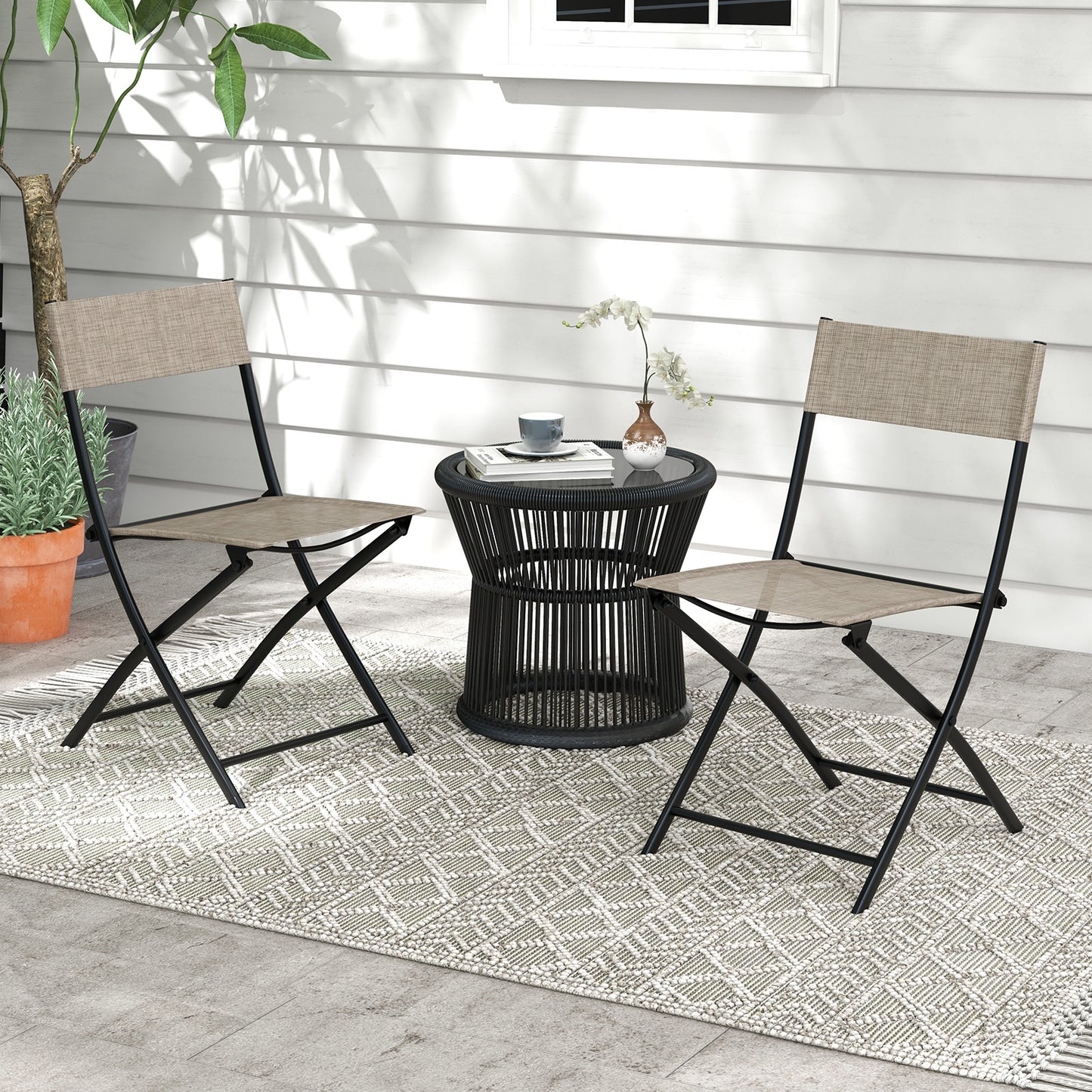Folding Patio Dining Chairs Set of 4 - Lightweight & Breathable