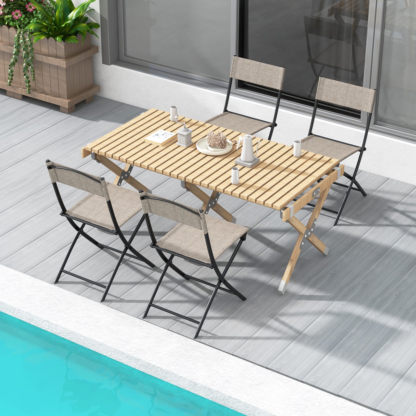 Folding Patio Dining Chairs Set of 4 - Lightweight & Breathable