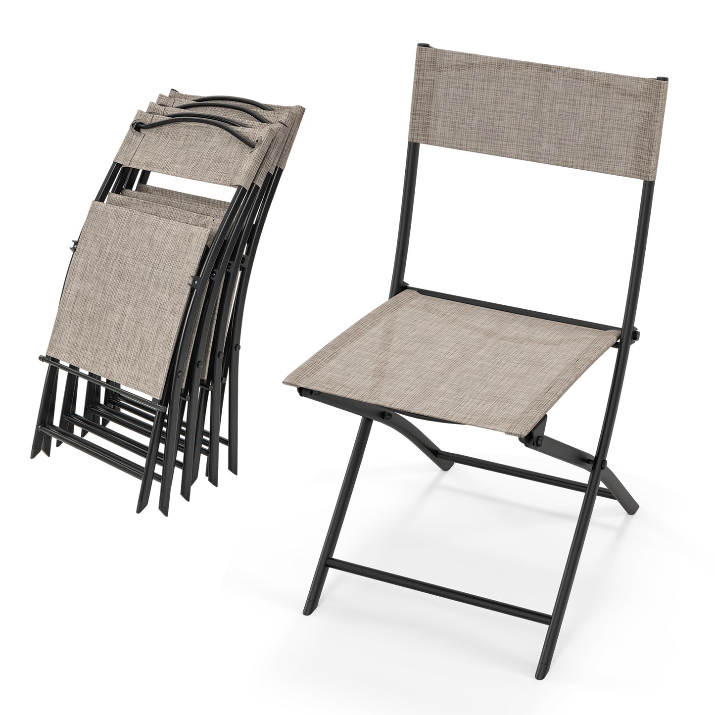 Folding Patio Dining Chairs Set of 4 - Lightweight & Breathable