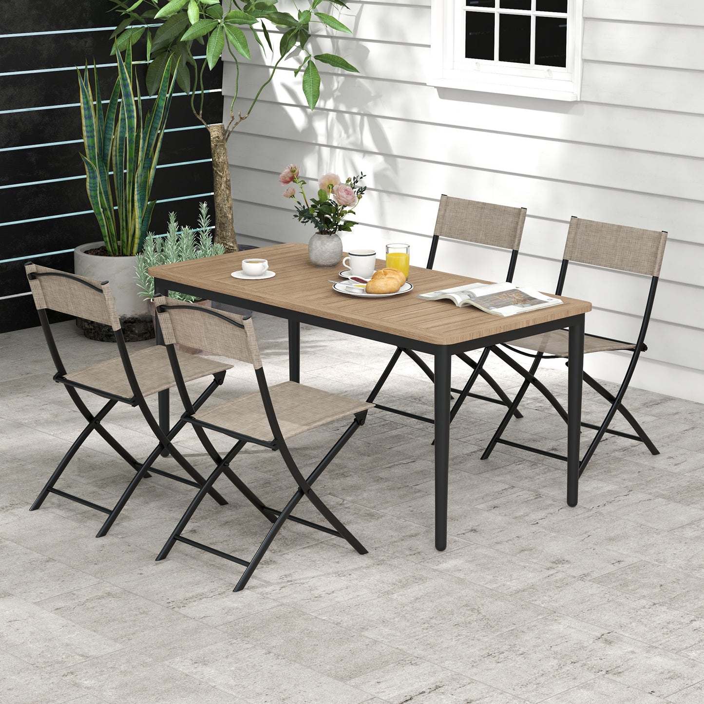 Folding Patio Dining Chairs Set of 4 - Lightweight & Breathable