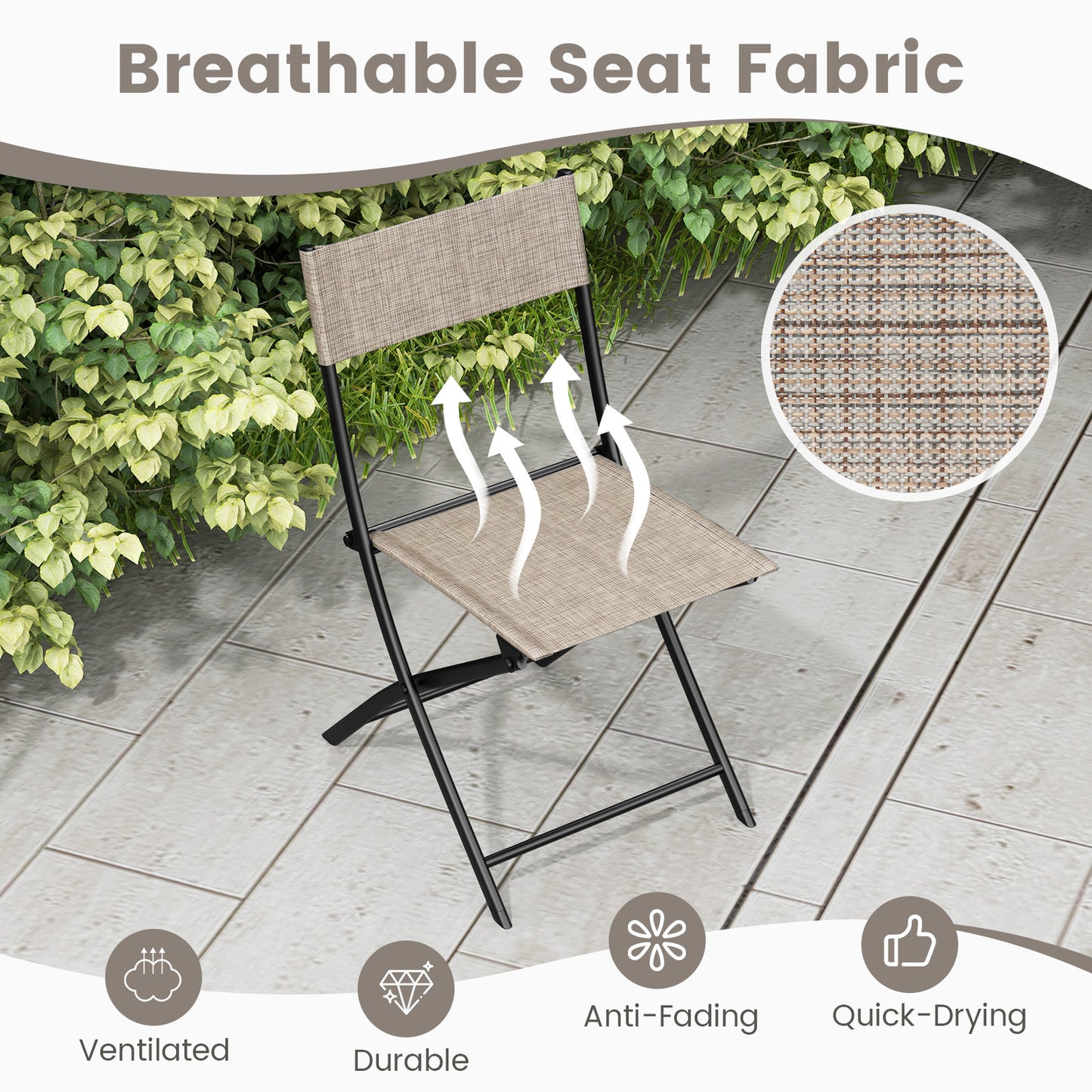 Folding Patio Dining Chairs Set of 4 - Lightweight & Breathable