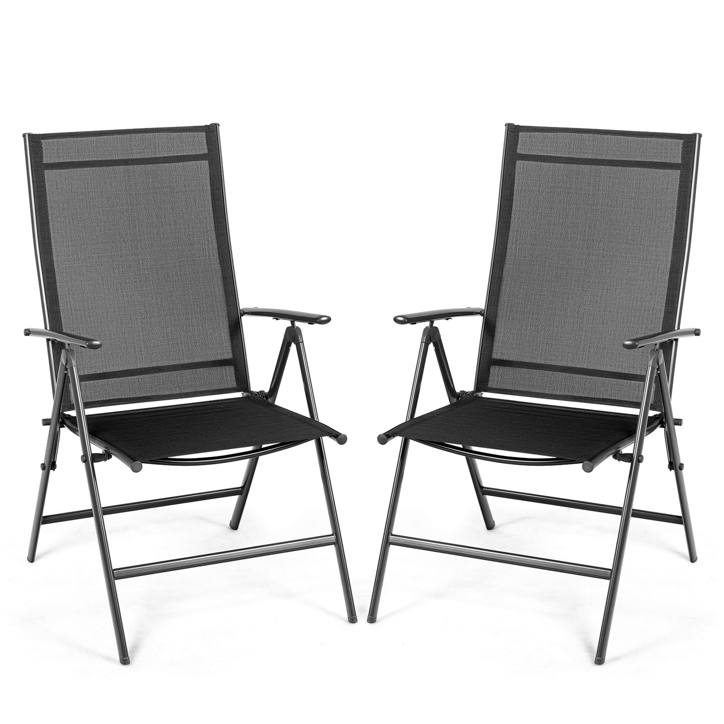 Folding Patio Dining Chairs Set of 2 with Adjustable Backrest