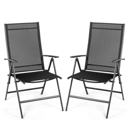 Folding Patio Dining Chairs Set of 2 with Adjustable Backrest