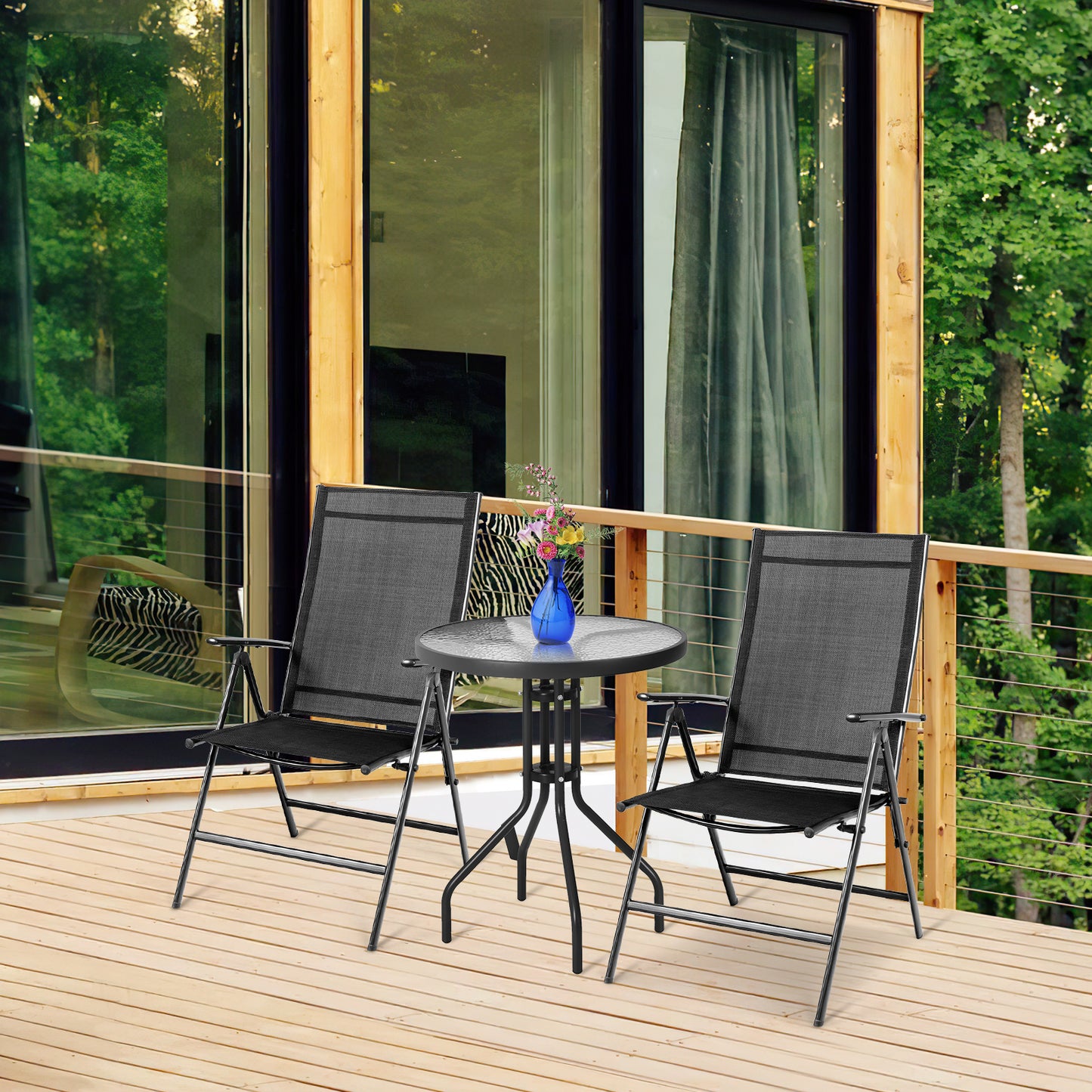 Folding Patio Dining Chairs Set of 2 with Adjustable Backrest