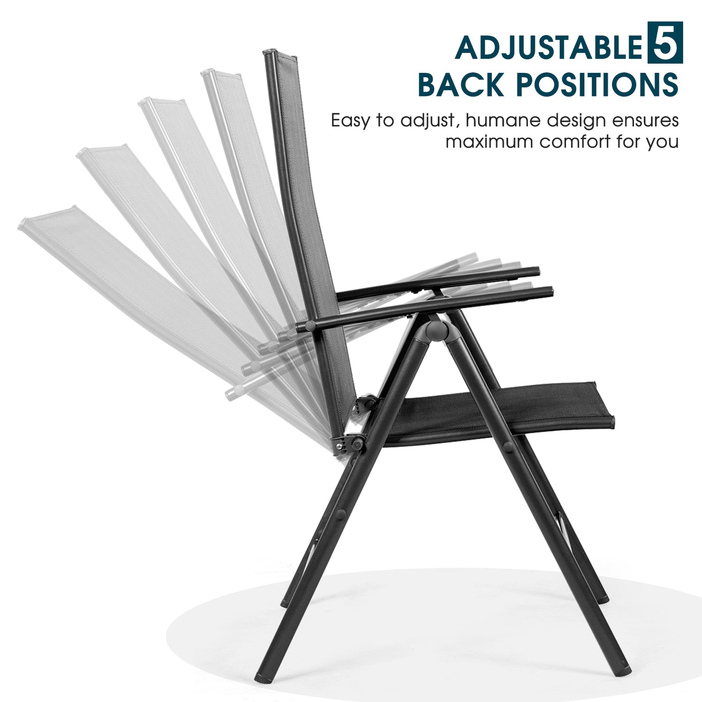 Folding Patio Dining Chairs Set of 2 with Adjustable Backrest