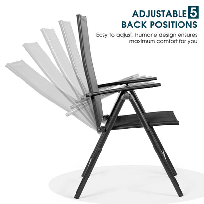 Folding Patio Dining Chairs Set of 2 with Adjustable Backrest