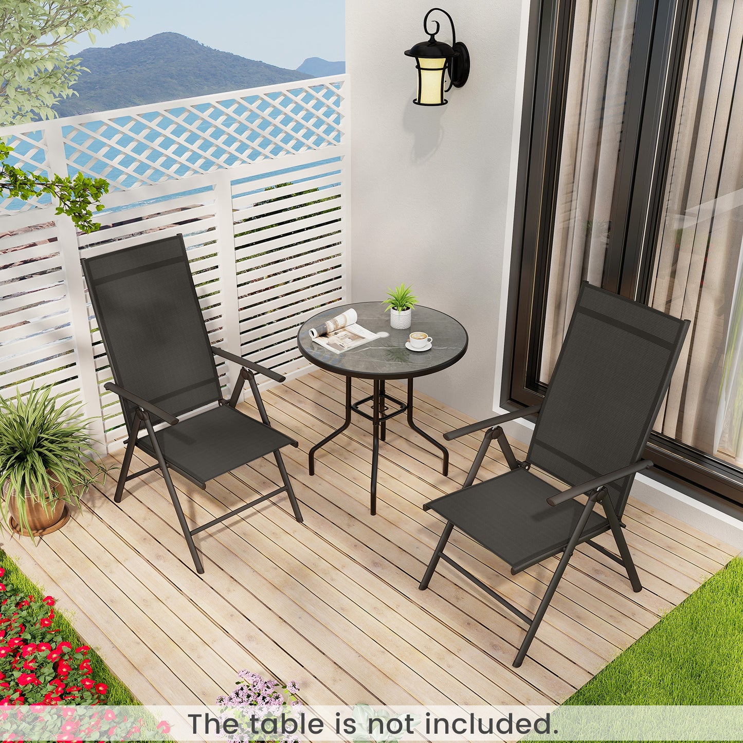 Folding Patio Chair with 7-Level Adjustable Backrest