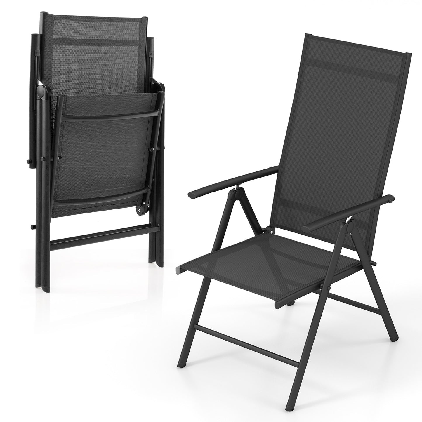 Folding Patio Chair with 7-Level Adjustable Backrest