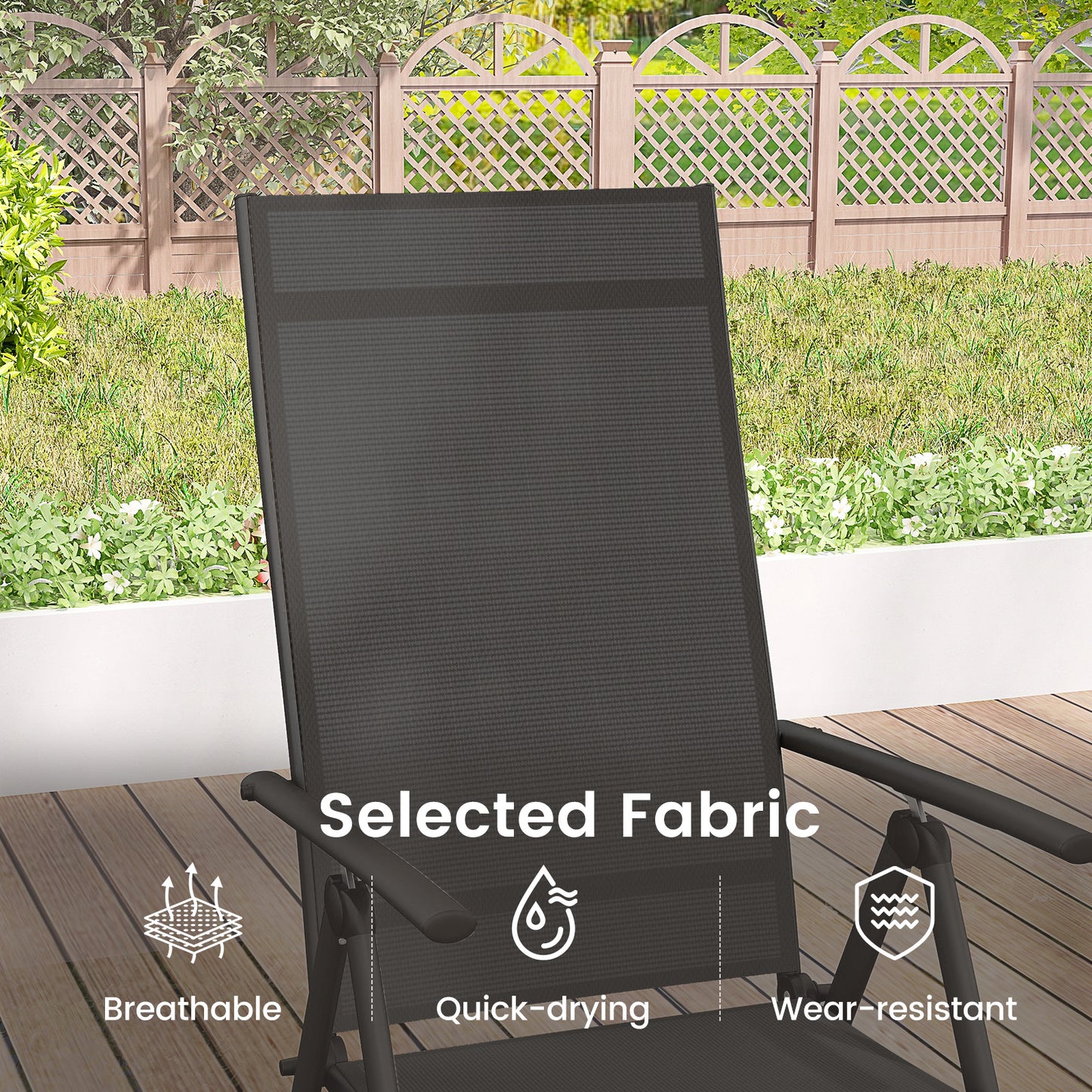 Folding Patio Chair with 7-Level Adjustable Backrest