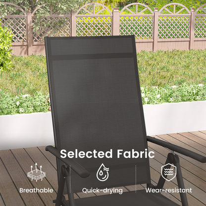 Folding Patio Chair with 7-Level Adjustable Backrest