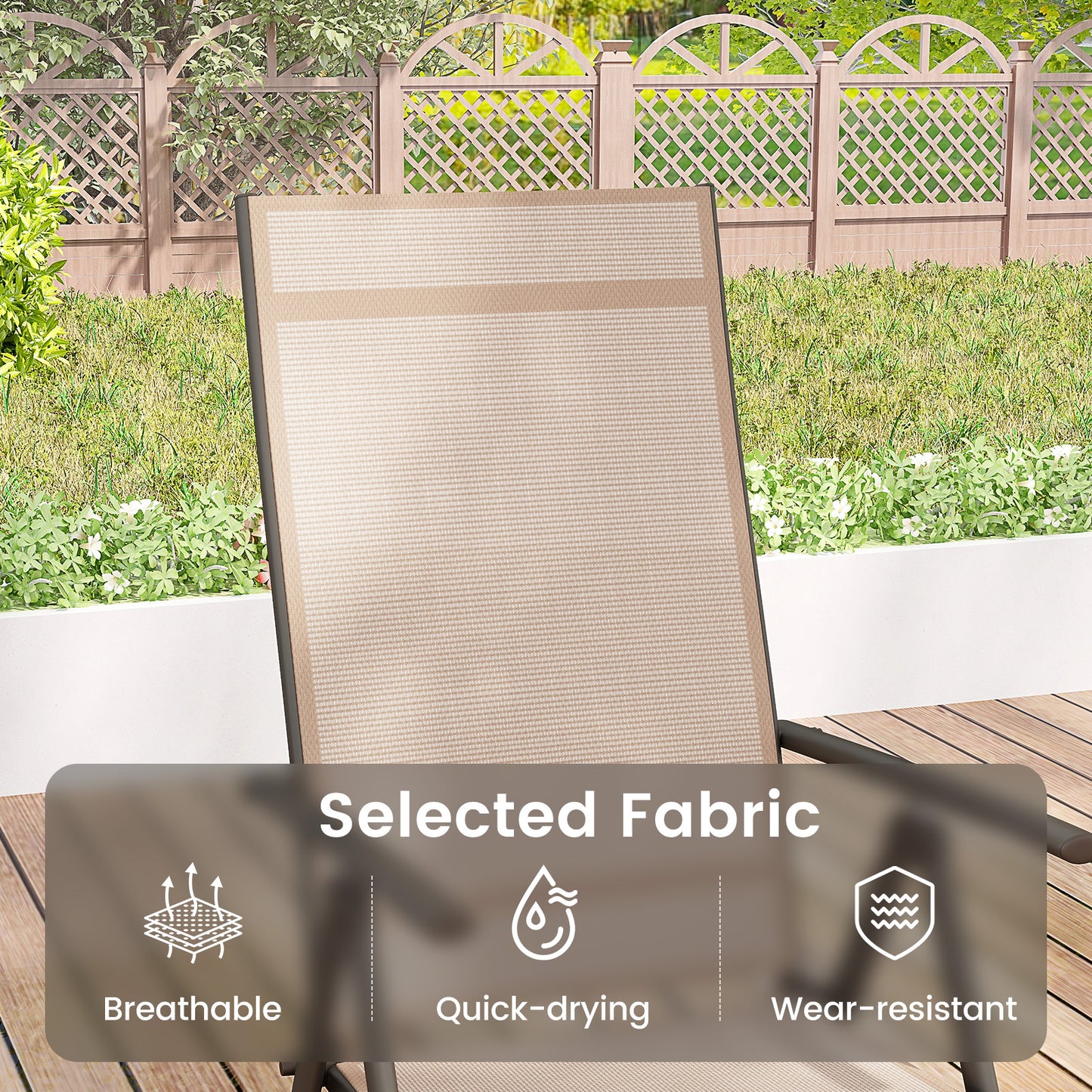 Folding Patio Chair with 7-Level Adjustable Backrest