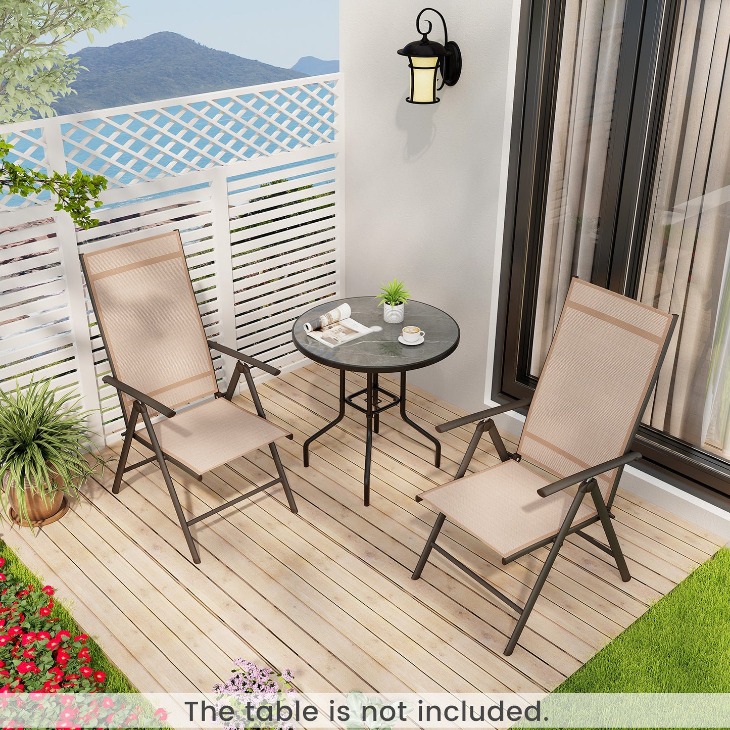 Folding Patio Chair with 7-Level Adjustable Backrest