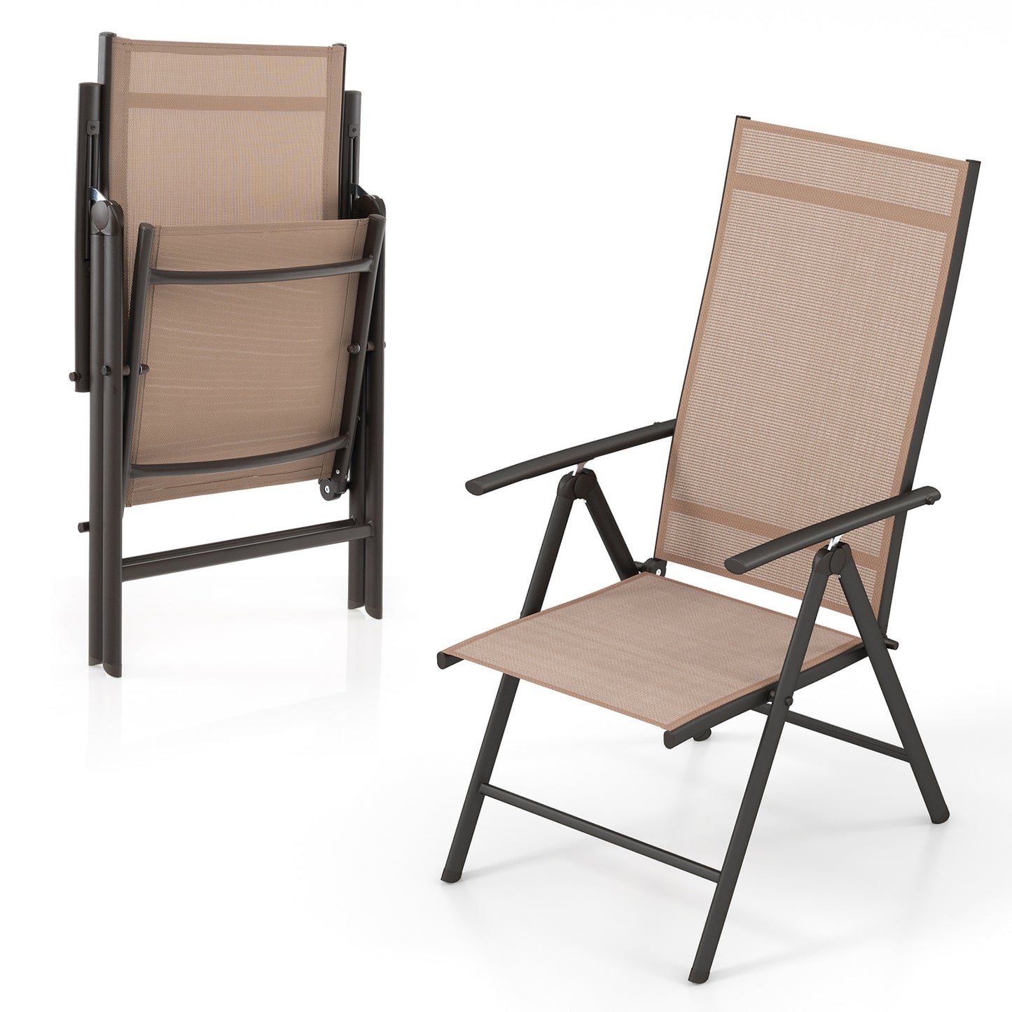 Folding Patio Chair with 7-Level Adjustable Backrest