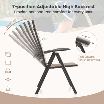 Folding Patio Chair with 7-Level Adjustable Backrest
