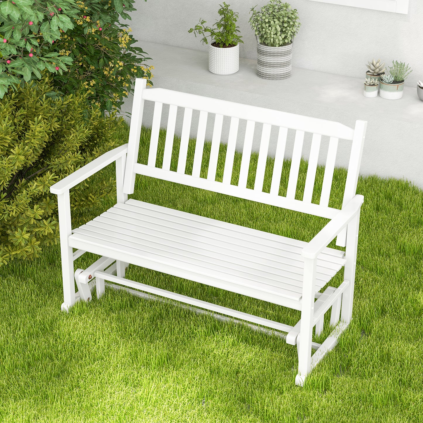 Outdoor Glider Bench 2-Seat with Armrests