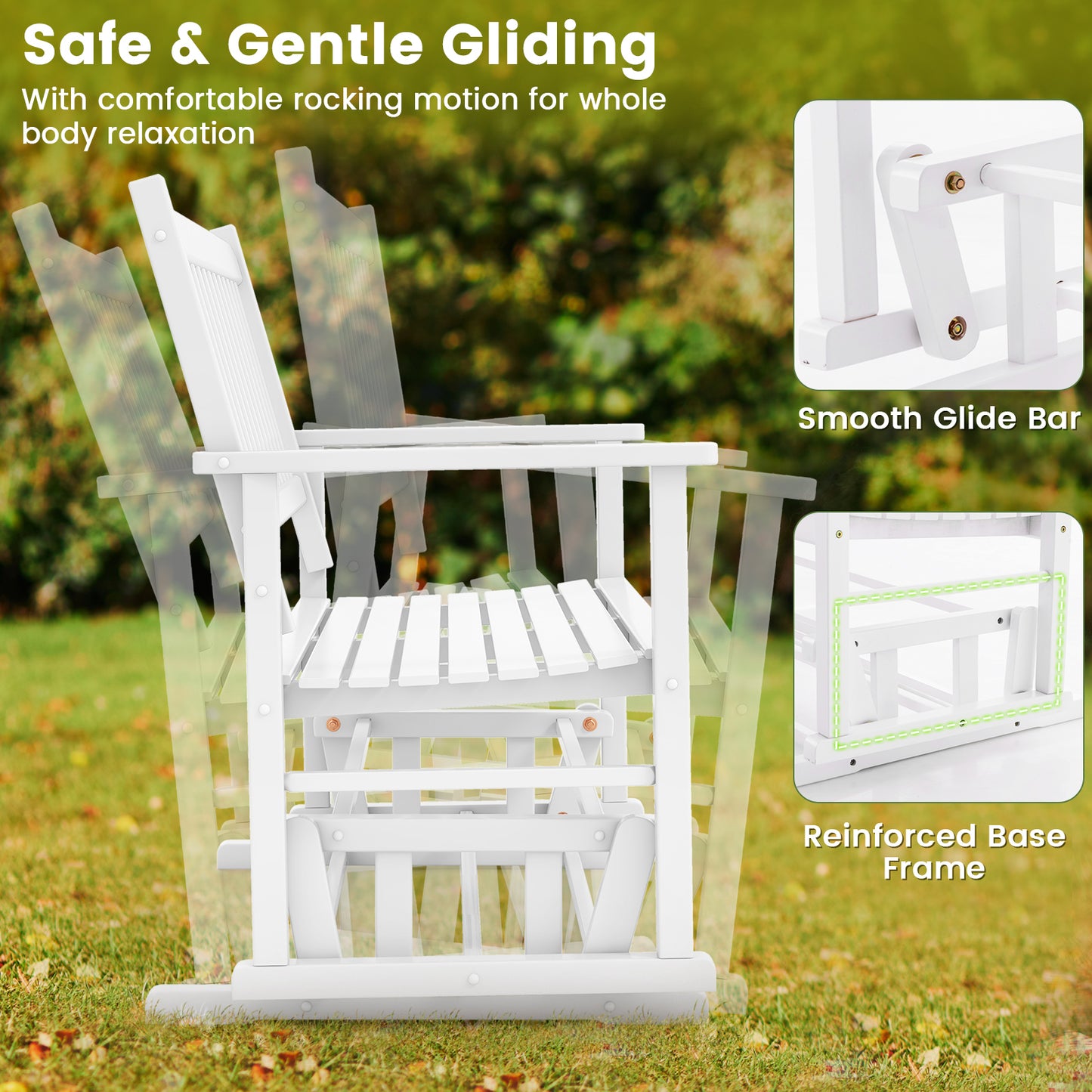 Outdoor Glider Bench 2-Seat with Armrests