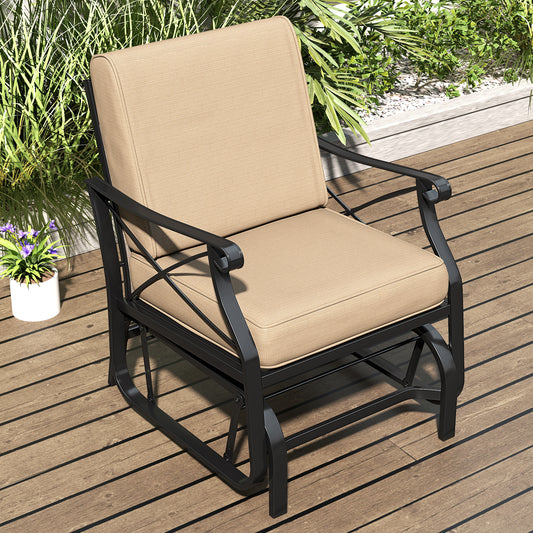 Patio Glider Rocking Chair with Cushions - Brown