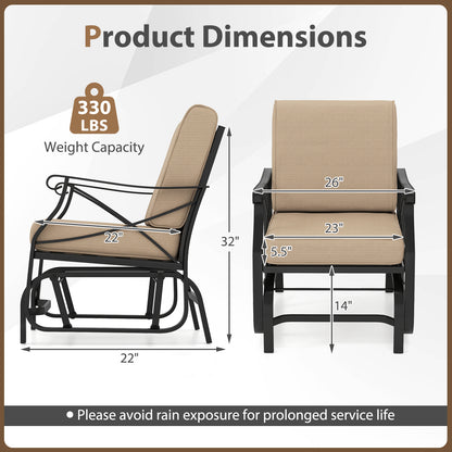 Patio Glider Rocking Chair with Cushions - Brown