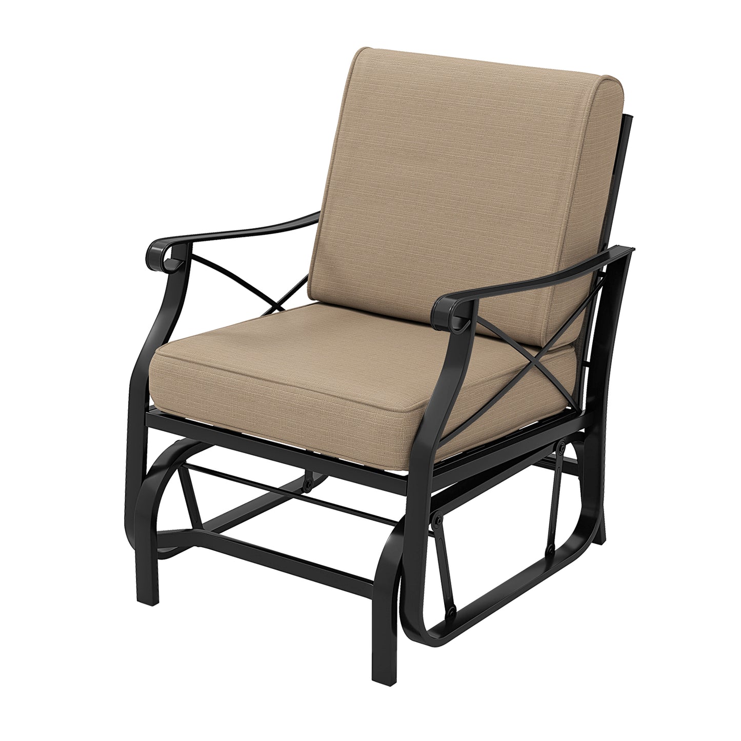 Patio Glider Rocking Chair with Cushions - Brown